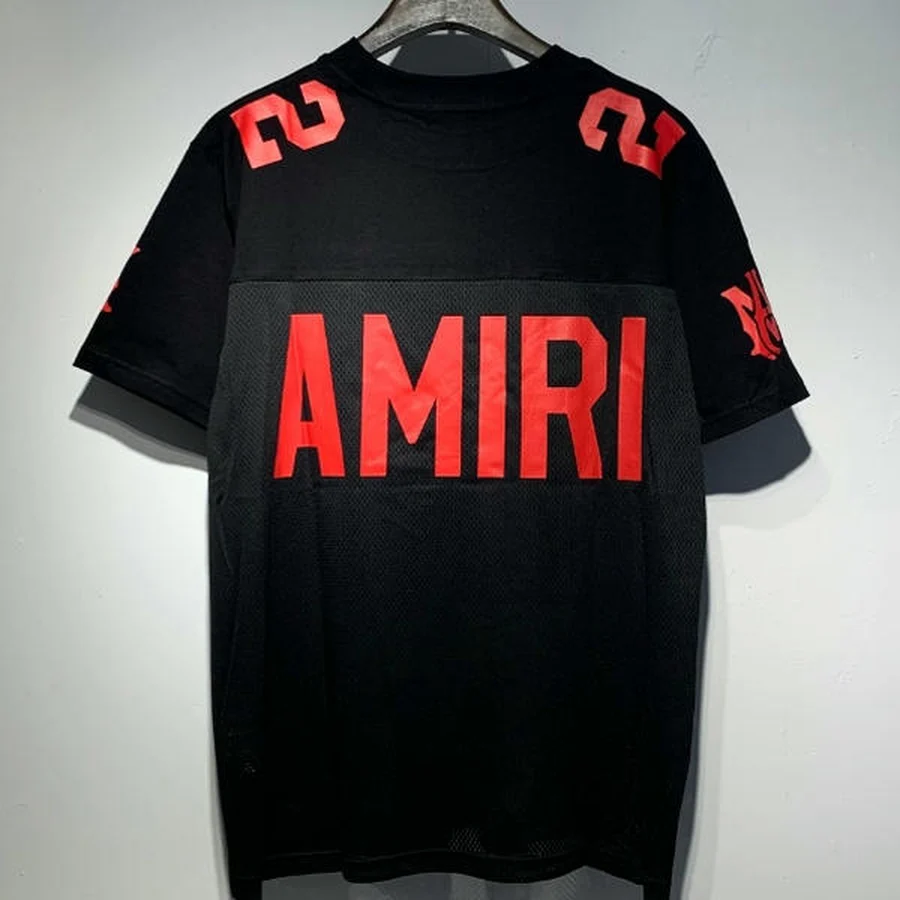 Amiri Black, Red Mesh Jersey With Numbers T-Shirt