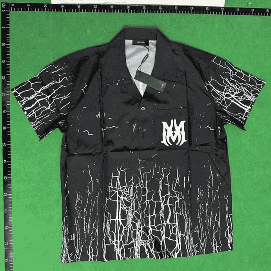 Light Blue, White All-Over Monogram Print Shirt — Black