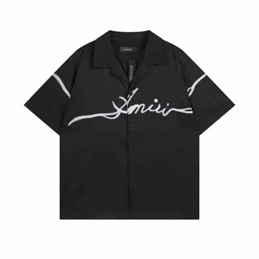 Light Blue, White All-Over Monogram Print Shirt — Black