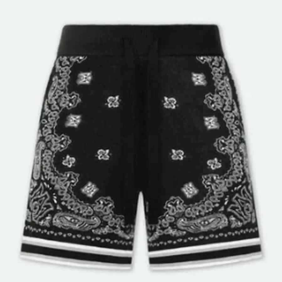 Amiri Black, White Paisley Bandana Border Print Shorts