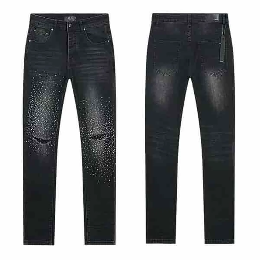 Black Distressed With Logo Patch Jeans — Black