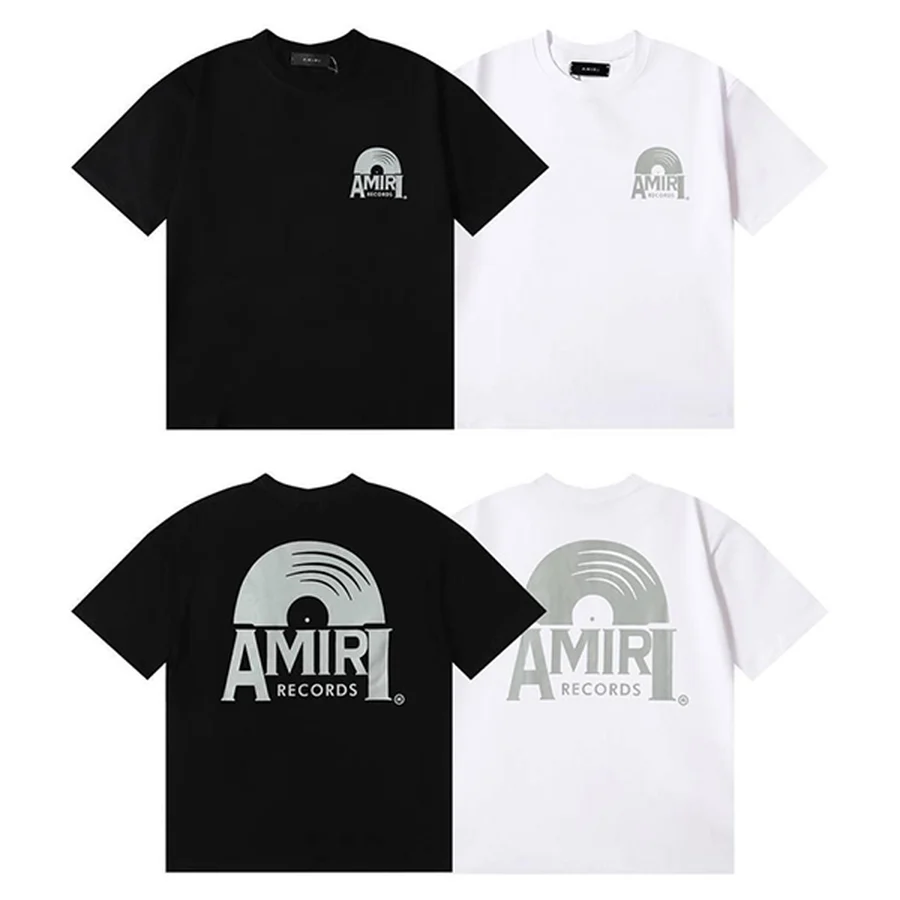 Amiri Black, White Vinyl Record Graphic Logo T-Shirt
