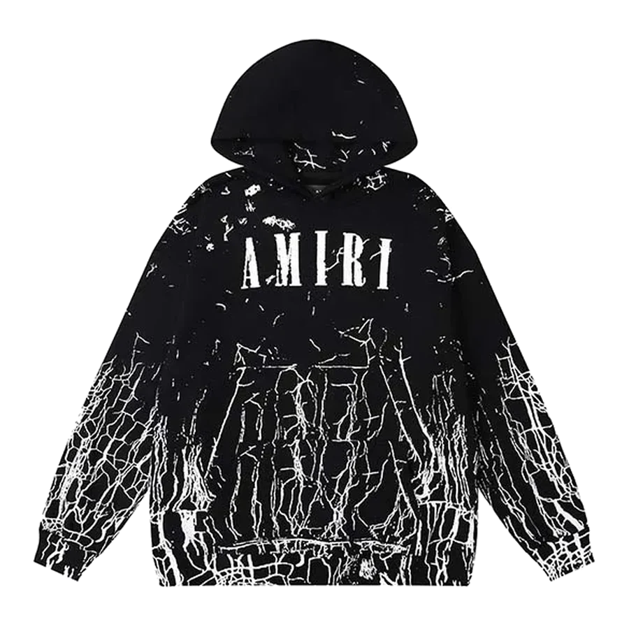 Amiri Black Cracked Paint Distressed Hoodie