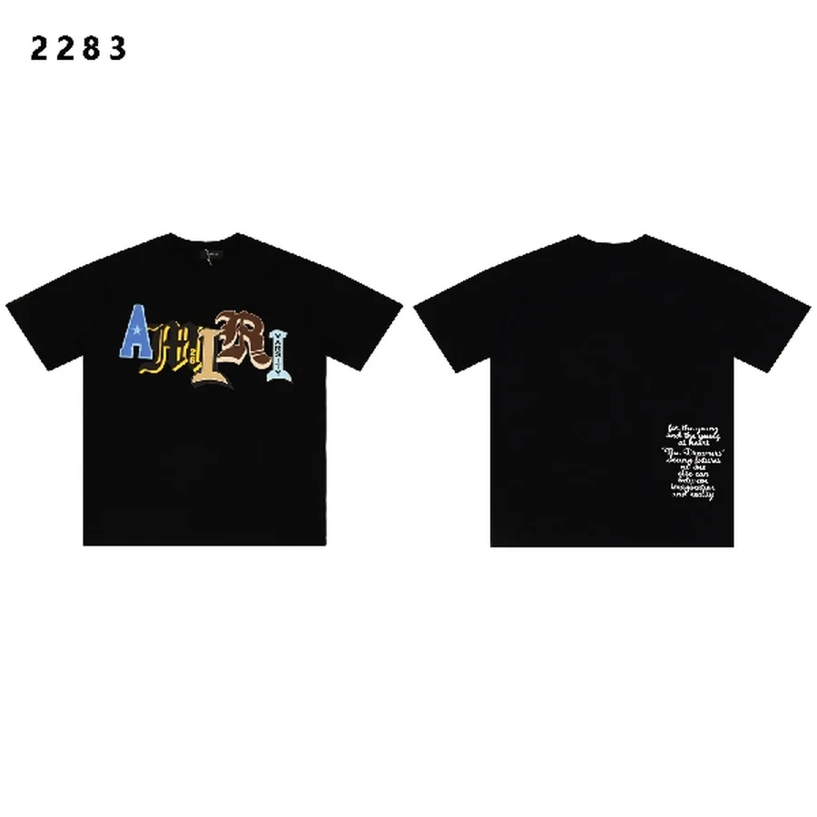 Amiri Black Multi-Font Collegiate Letters T-Shirt