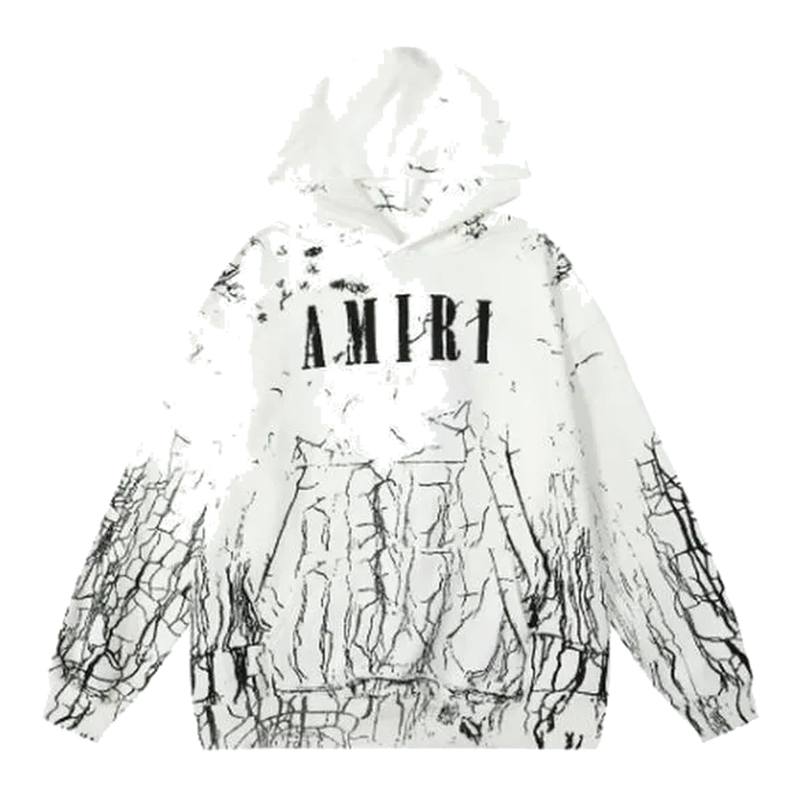 Amiri White Cracked Graphic Hoodie