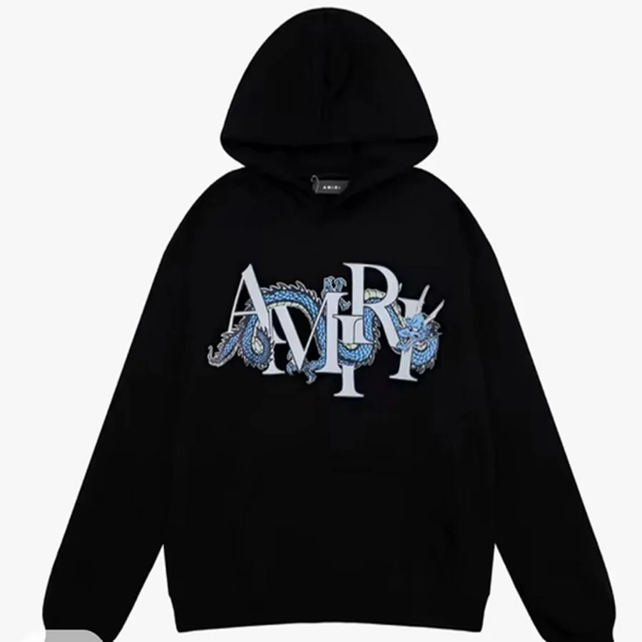 Black Triple Cobra Graphic Print Hoodie — Black