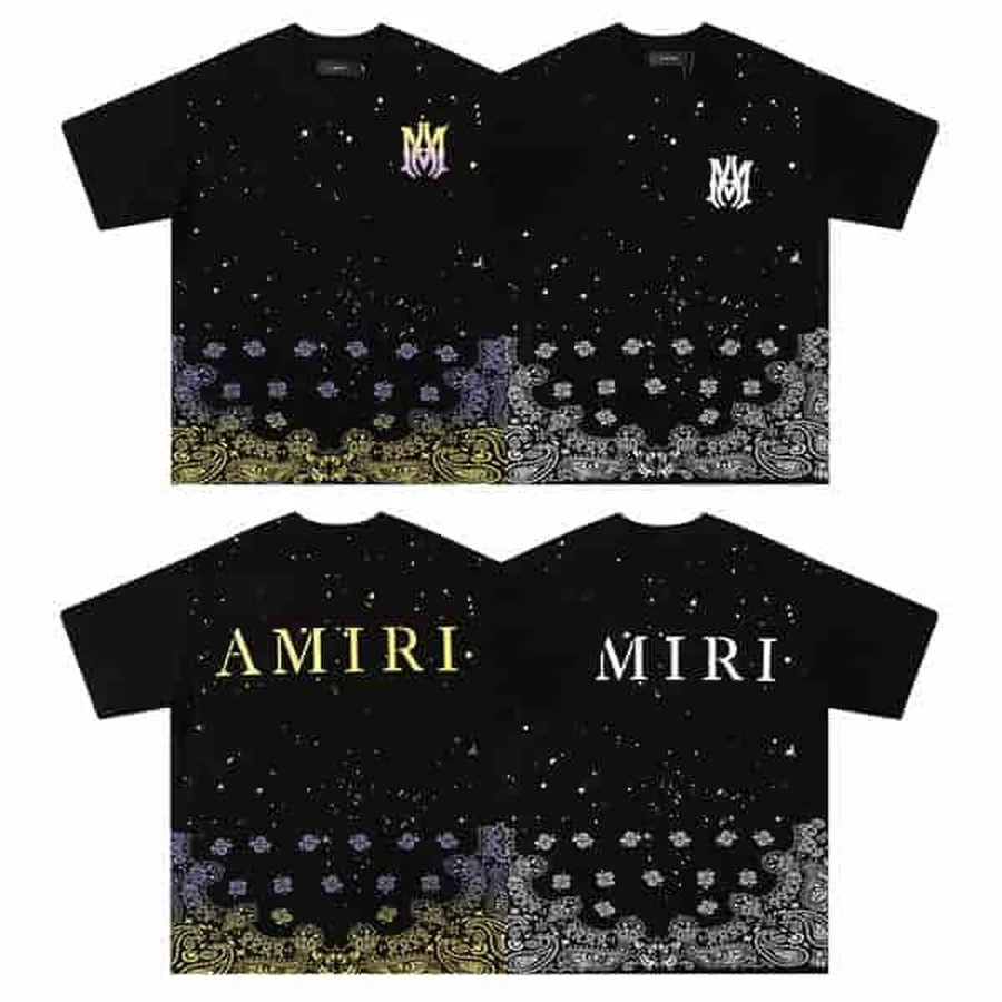 Amiri Black Paisley Border And Stars T-Shirt