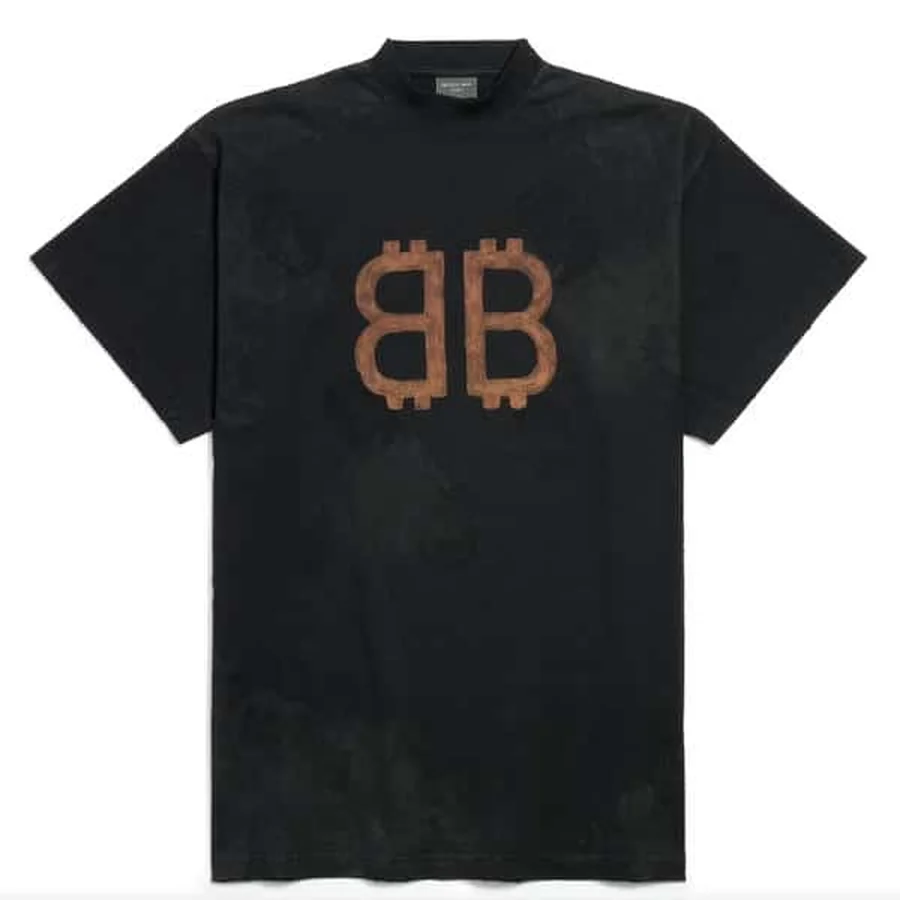 Balenciaga Black Mirrored Bitcoin B Logo T-Shirt