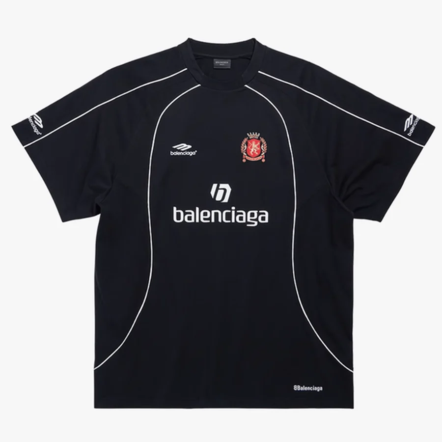Black Arched Varsity Text 01 T-Shirt — Black
