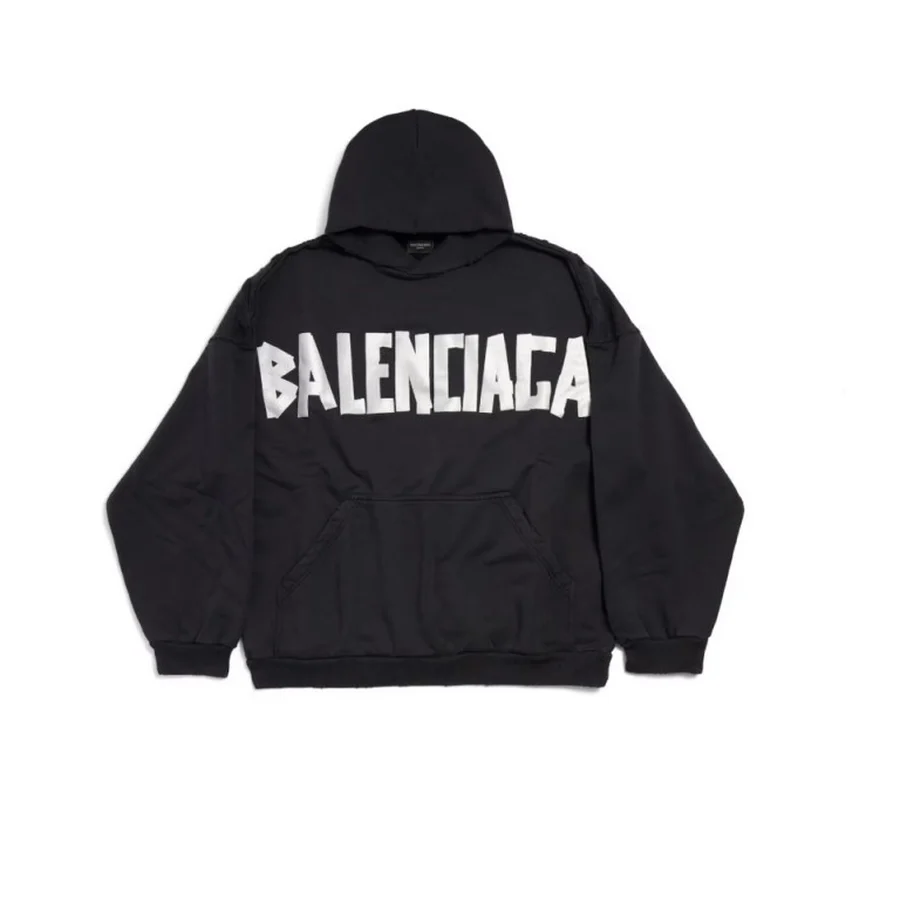 Faded Black Distressed Logo Hoodie Hoodie — Black