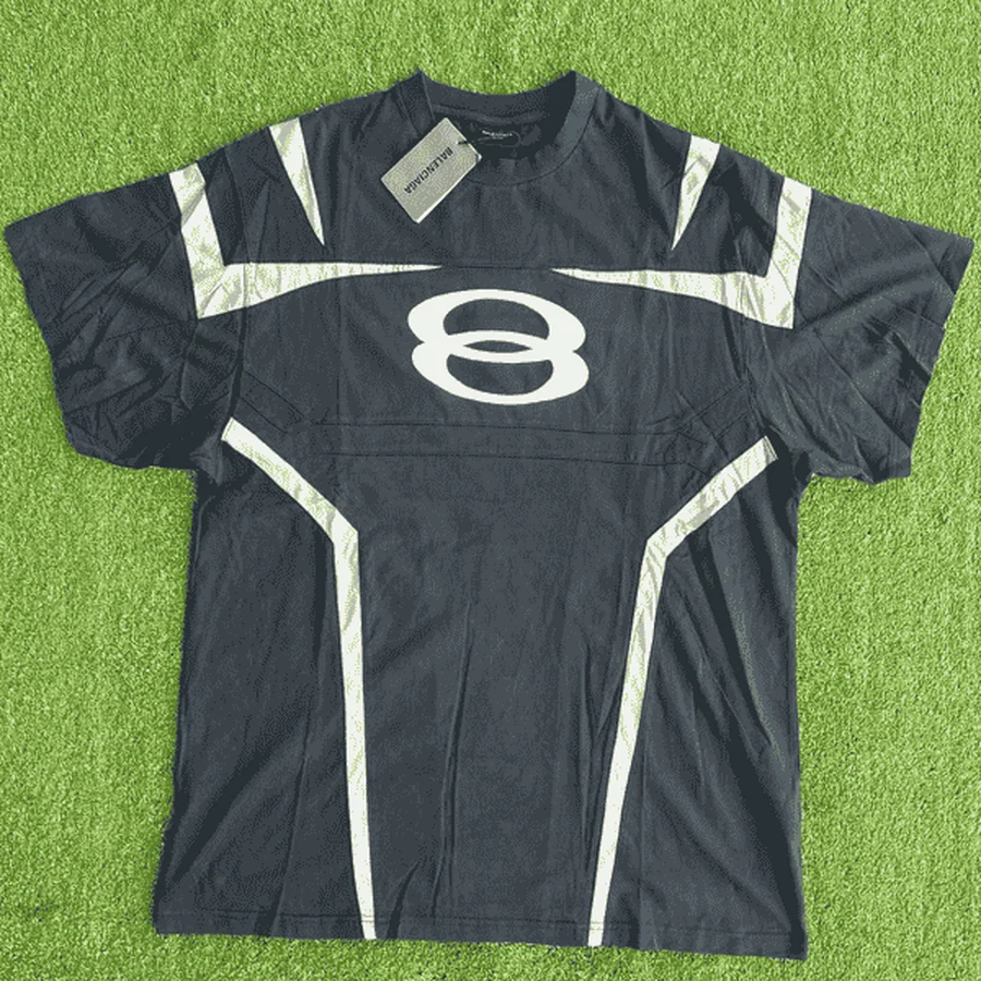 Black Arched Varsity Text 01 T-Shirt — Black