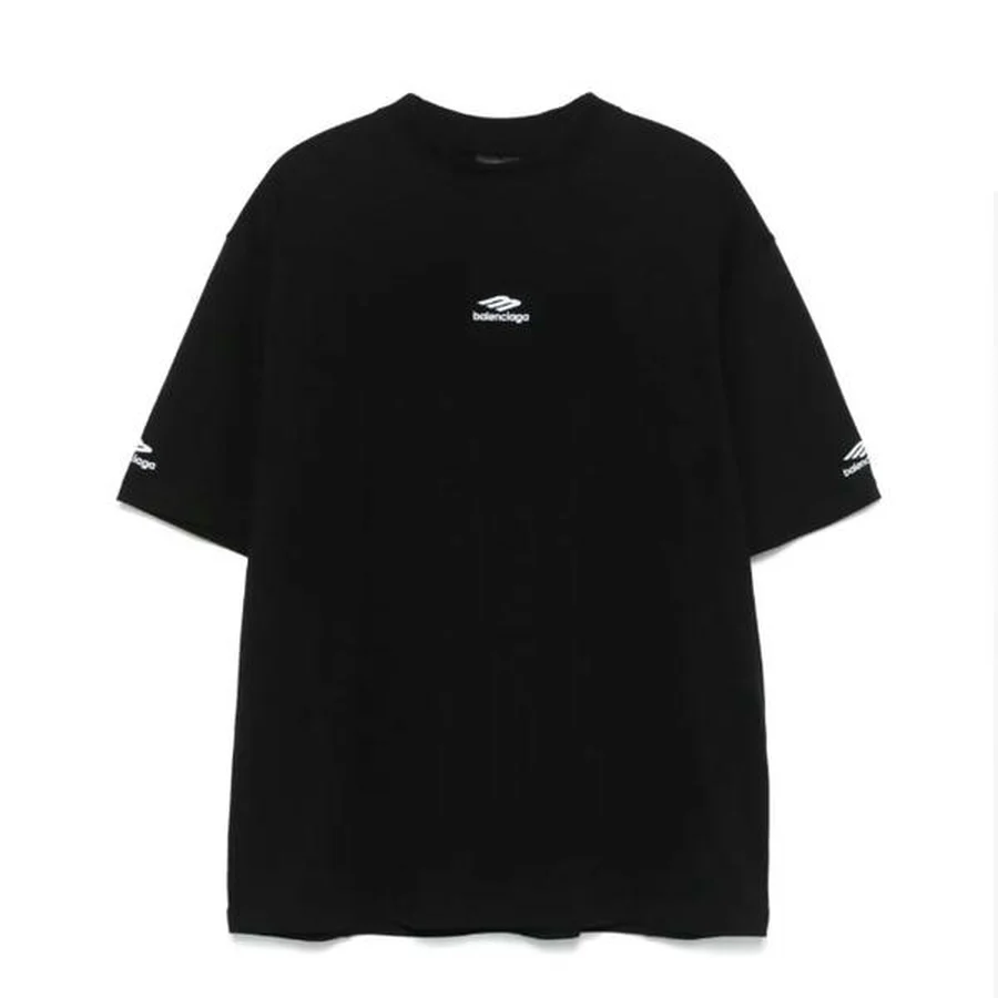 Black Arched Varsity Text 01 T-Shirt — Black