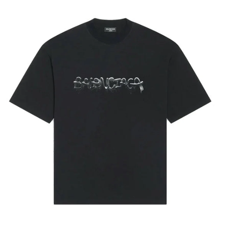 Black Arched Varsity Text 01 T-Shirt — Black