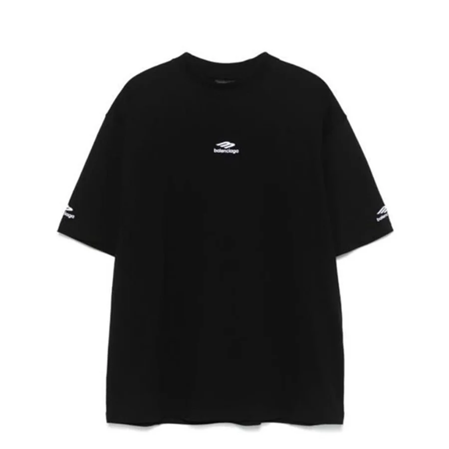 Black Arched Varsity Text 01 T-Shirt — Black