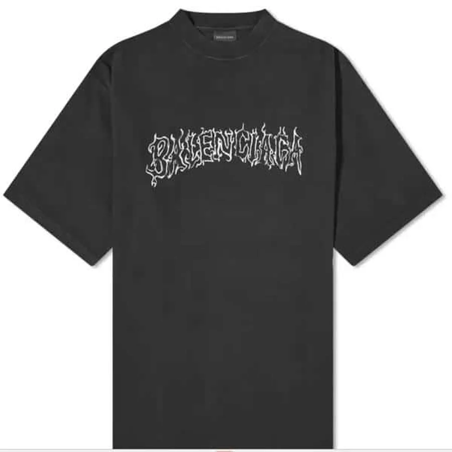 Black Arched Varsity Text 01 T-Shirt — Black