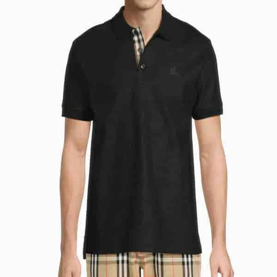 Black Tipped Collar With Logo Polo — Black