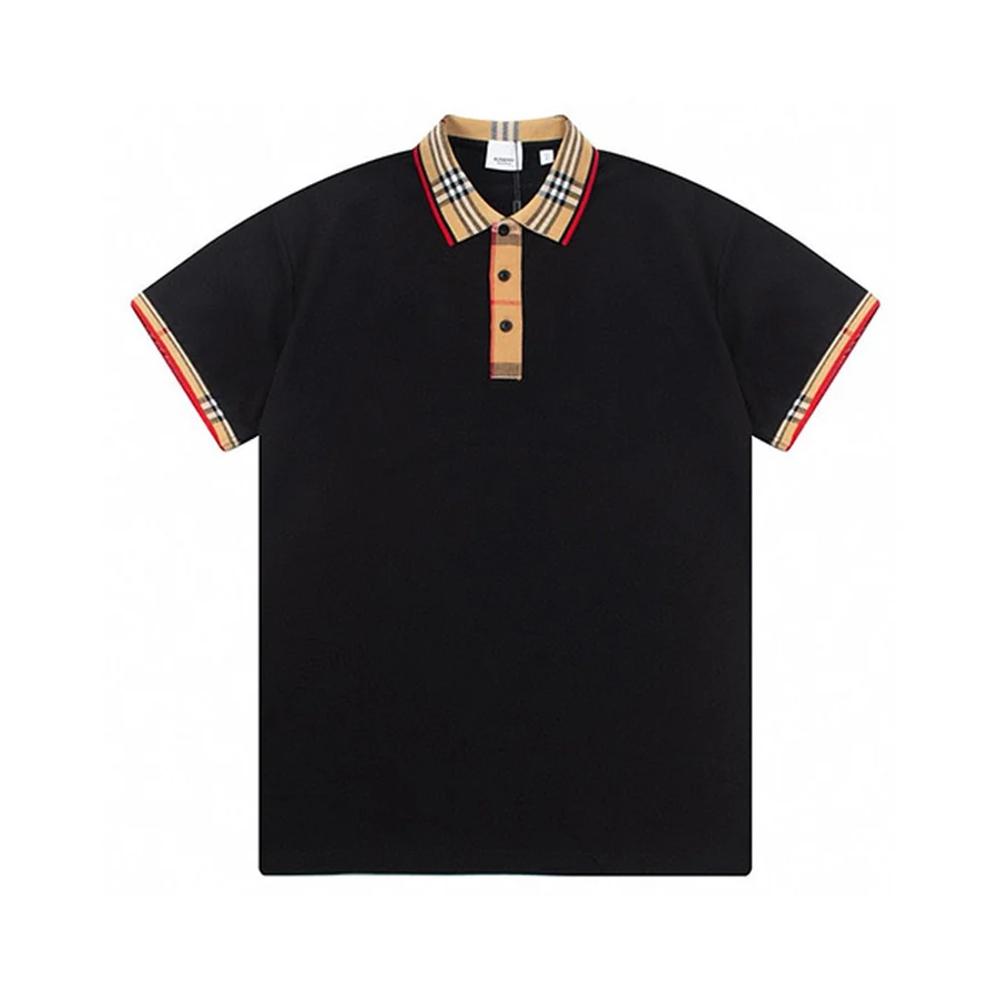 Black Tipped Collar With Logo Polo — Black