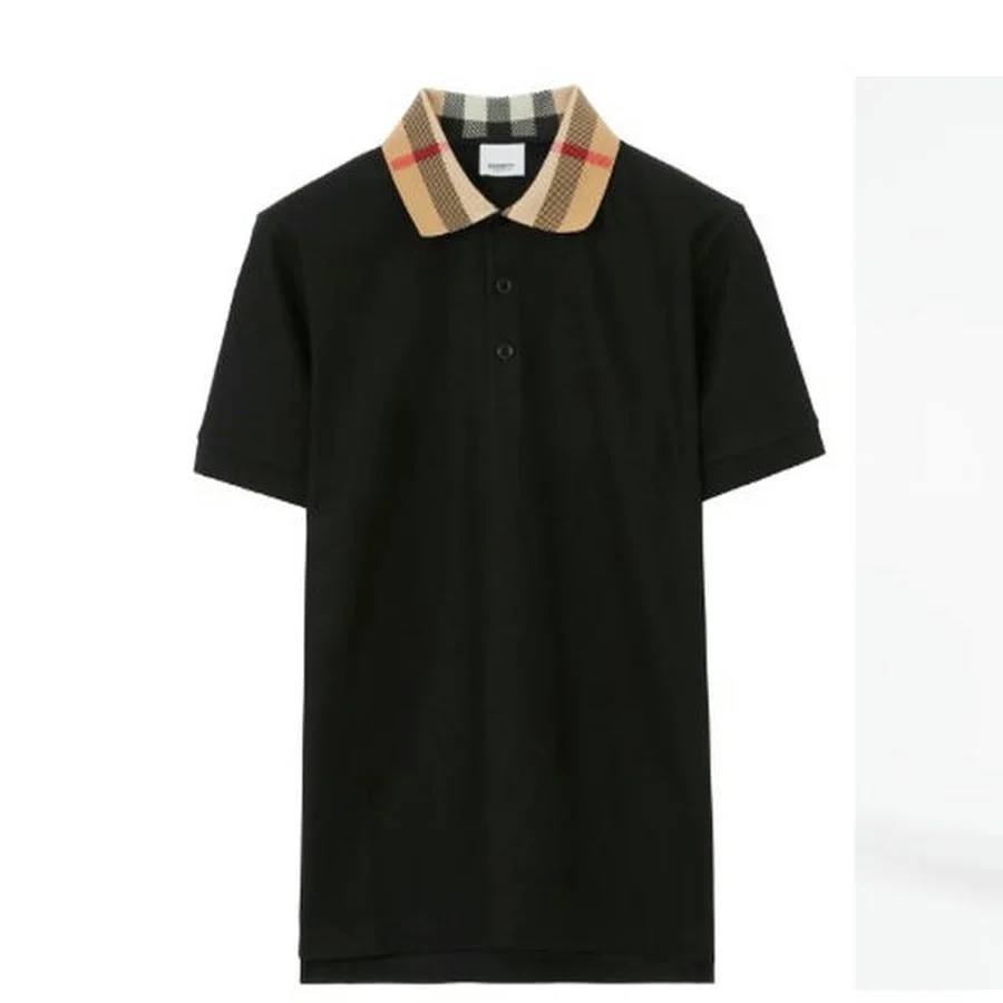 Black Tipped Collar With Logo Polo — Black