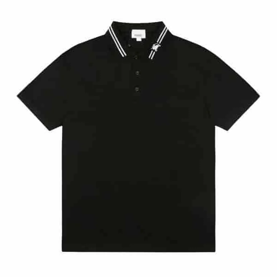 Black Tipped Collar With Logo Polo — Black