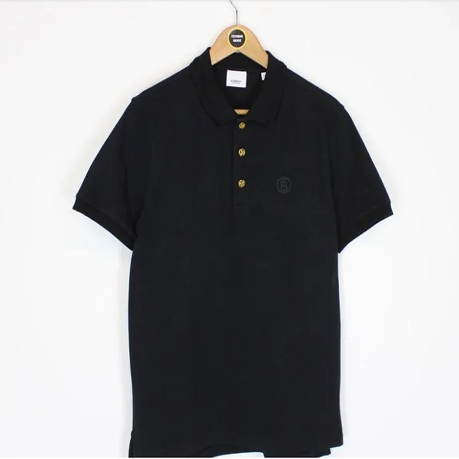 Black Tipped Collar With Logo Polo — Black