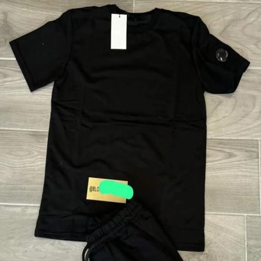 Olive Green Plain With Sleeve Lens T-Shirt — Black