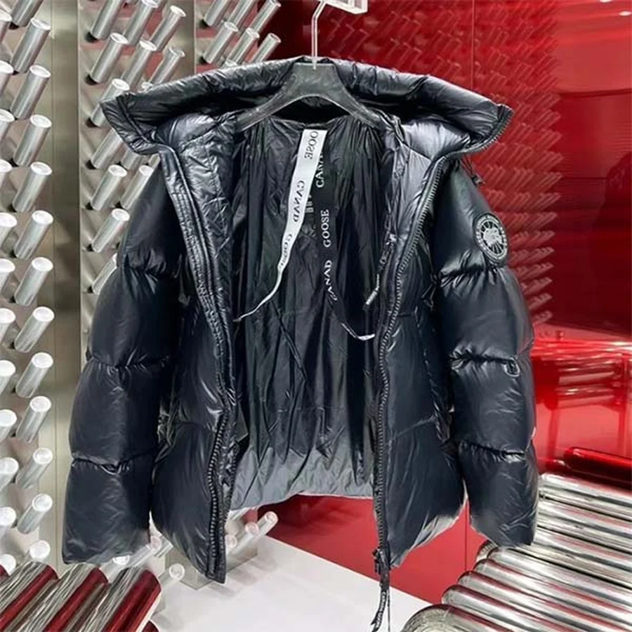 Grey Quilted Puffer Hooded Jacket Jacket — Black