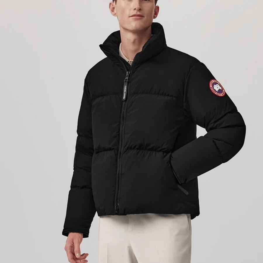 Grey Quilted Puffer Hooded Jacket Jacket — Black