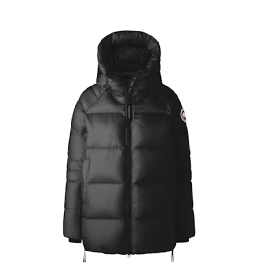 Grey Quilted Puffer Hooded Jacket Jacket — Black