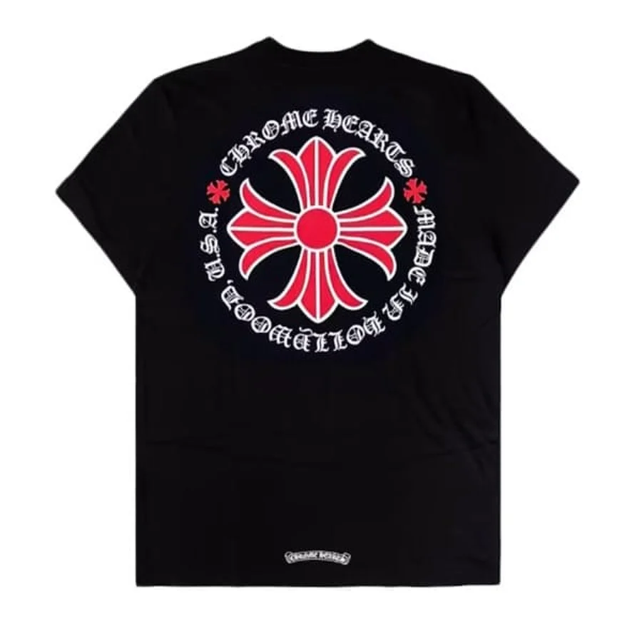 Grey Gothic Cross Graphic T-Shirt — Black