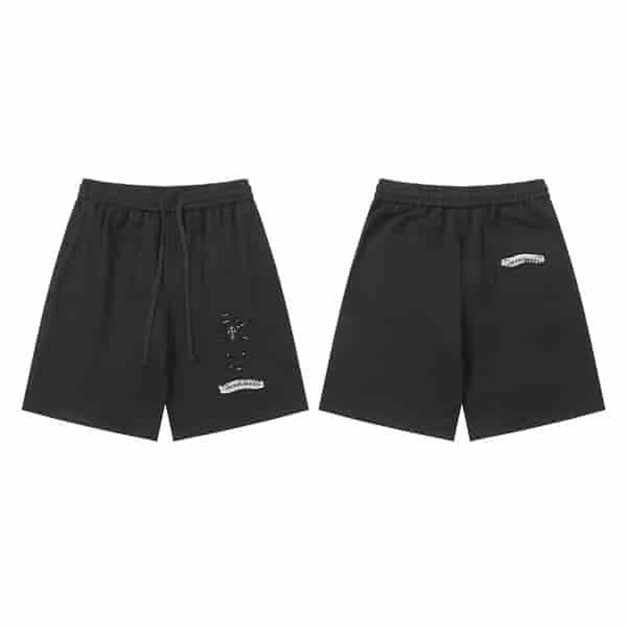 Black Denim Shorts With Crosses Shorts — Black