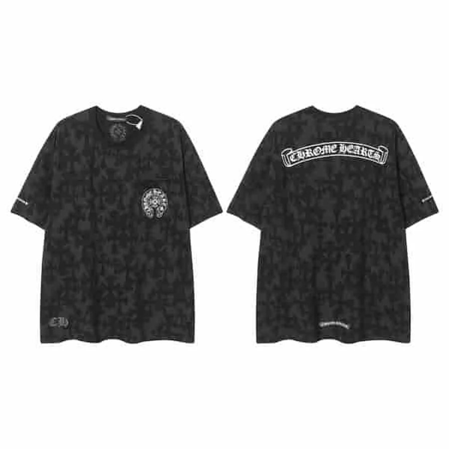 Grey Gothic Cross Graphic T-Shirt — Black