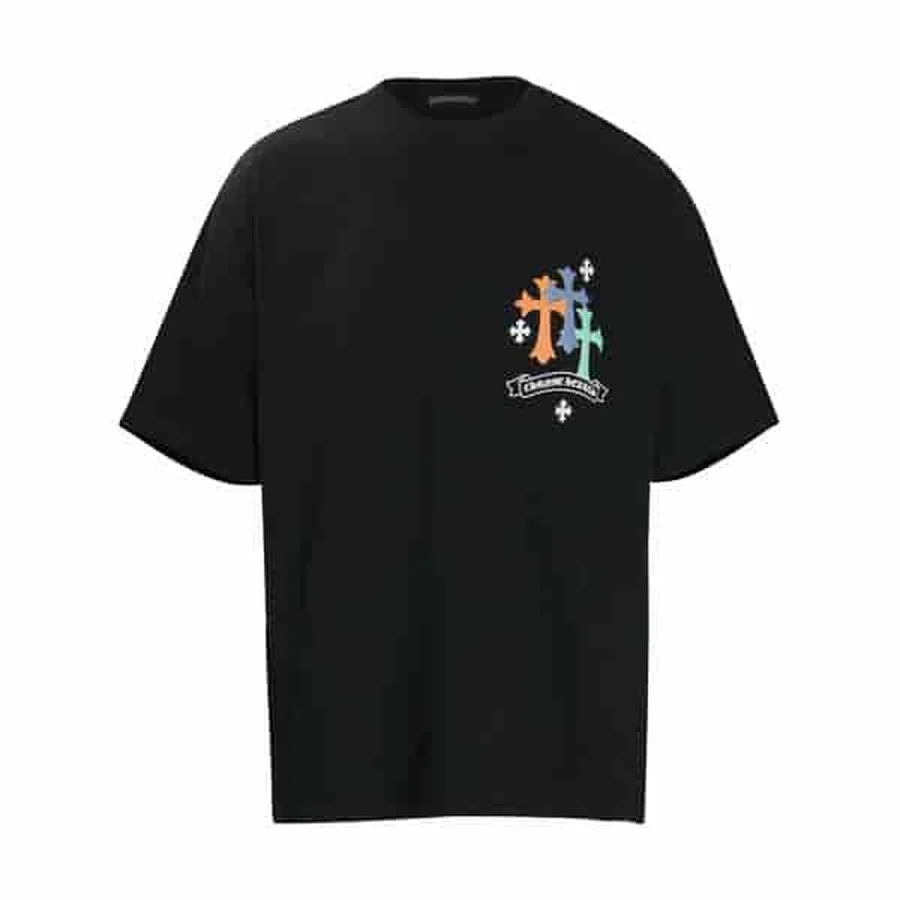 Grey Gothic Cross Graphic T-Shirt — Black