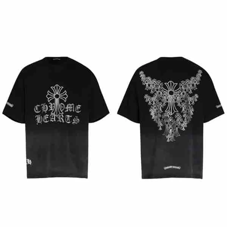 Grey Gothic Cross Graphic T-Shirt — Black