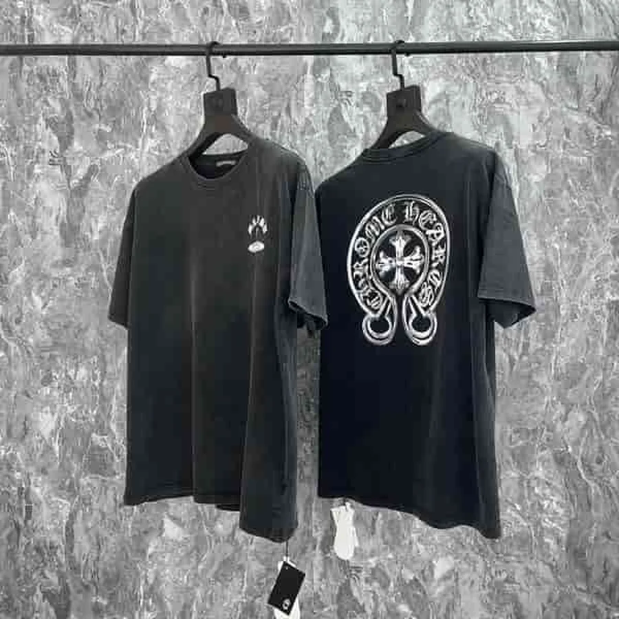 Grey Gothic Cross Graphic T-Shirt — Black