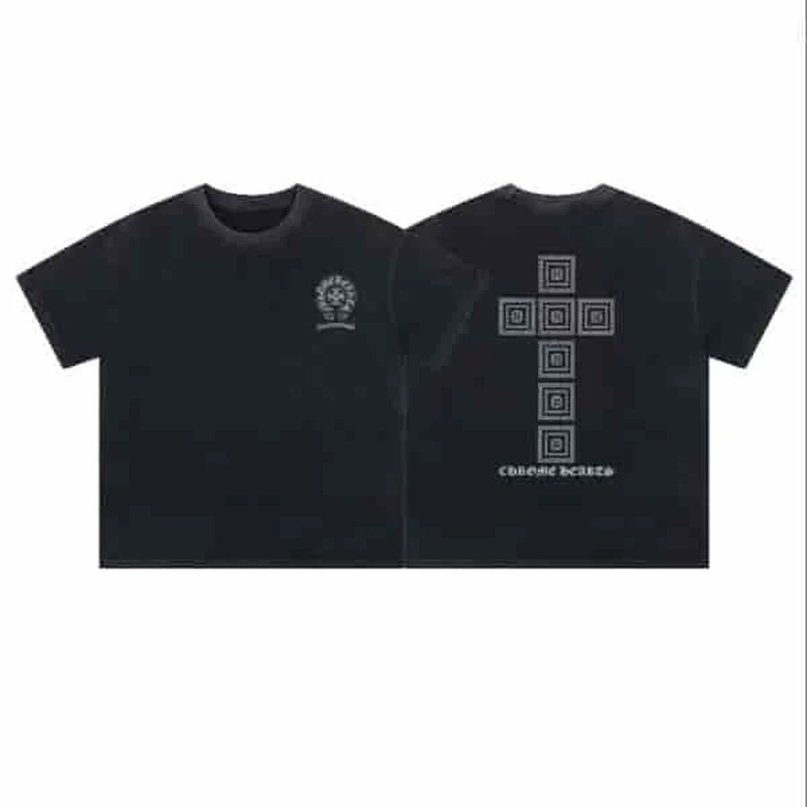 Grey Gothic Cross Graphic T-Shirt — Black