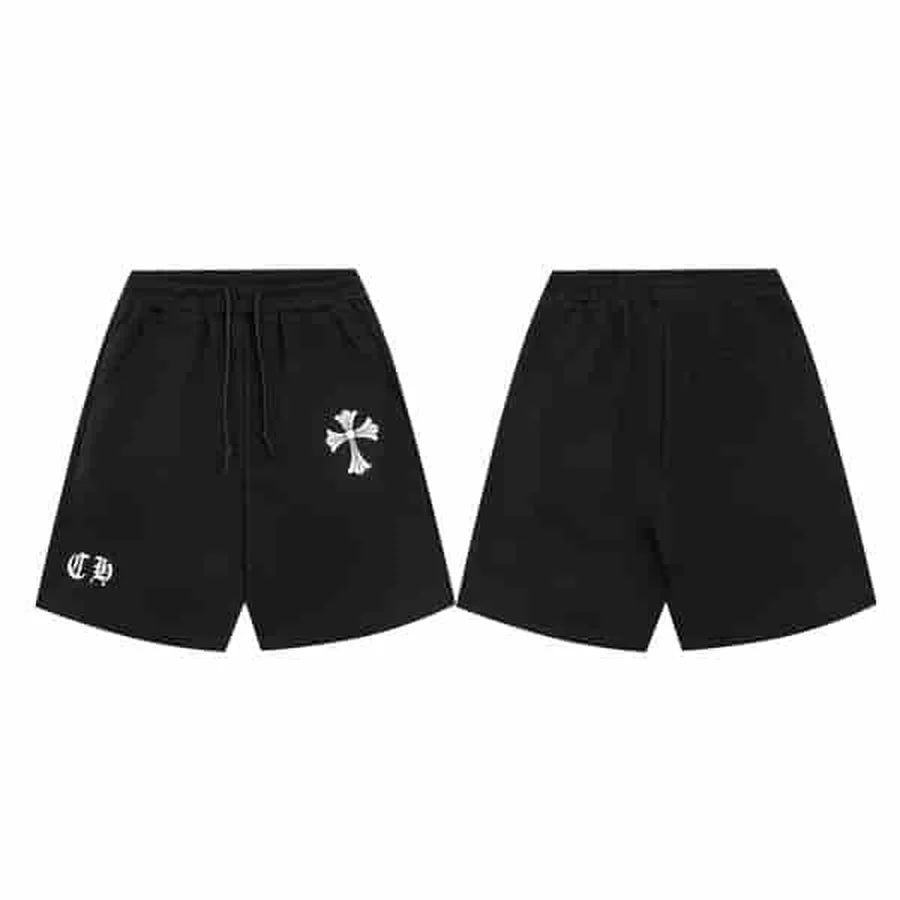 Black Denim Shorts With Crosses Shorts — Black