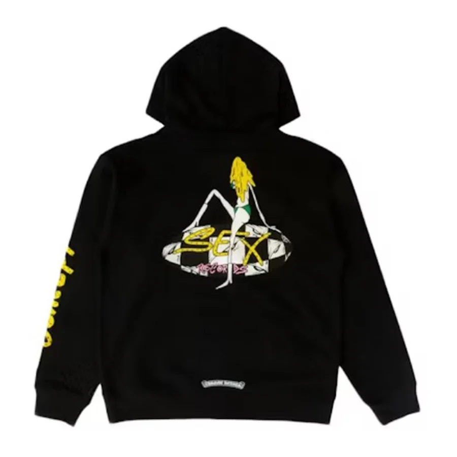 Chrome Hearts Black Pin-Up Girl Surfboard Graphic Hoodie