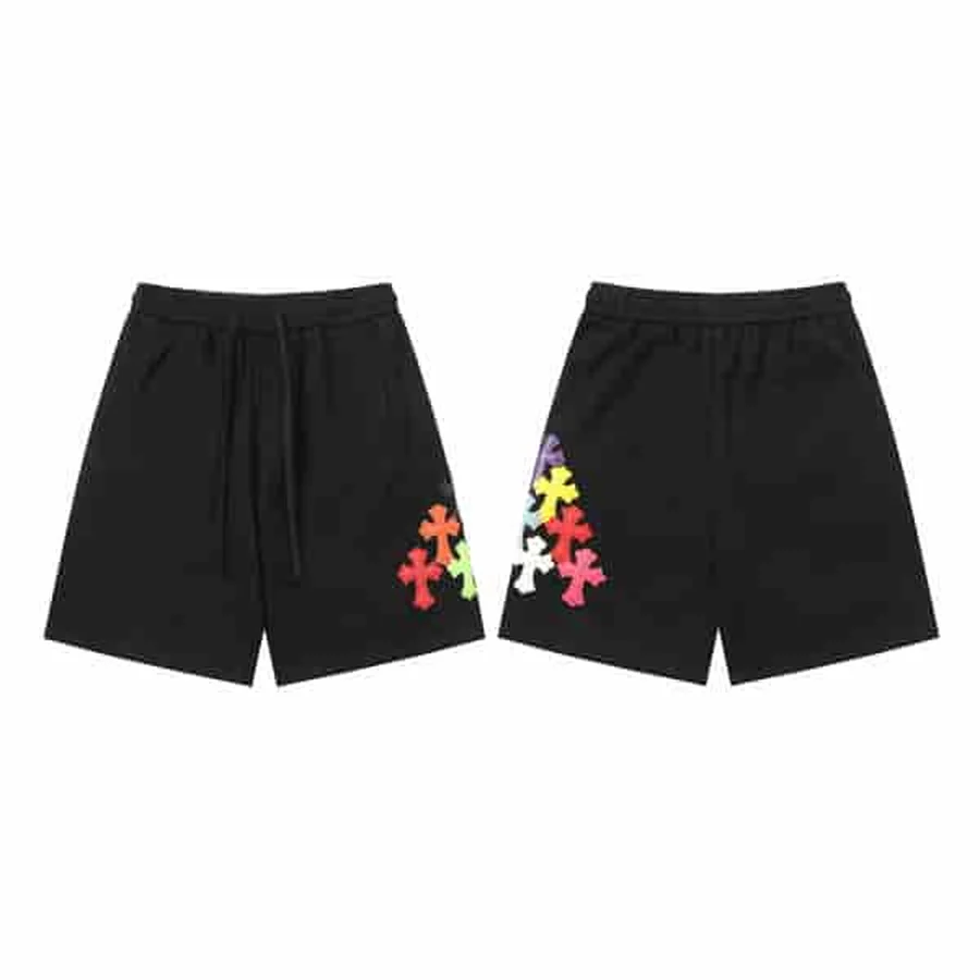 Black Denim Shorts With Crosses Shorts — Black