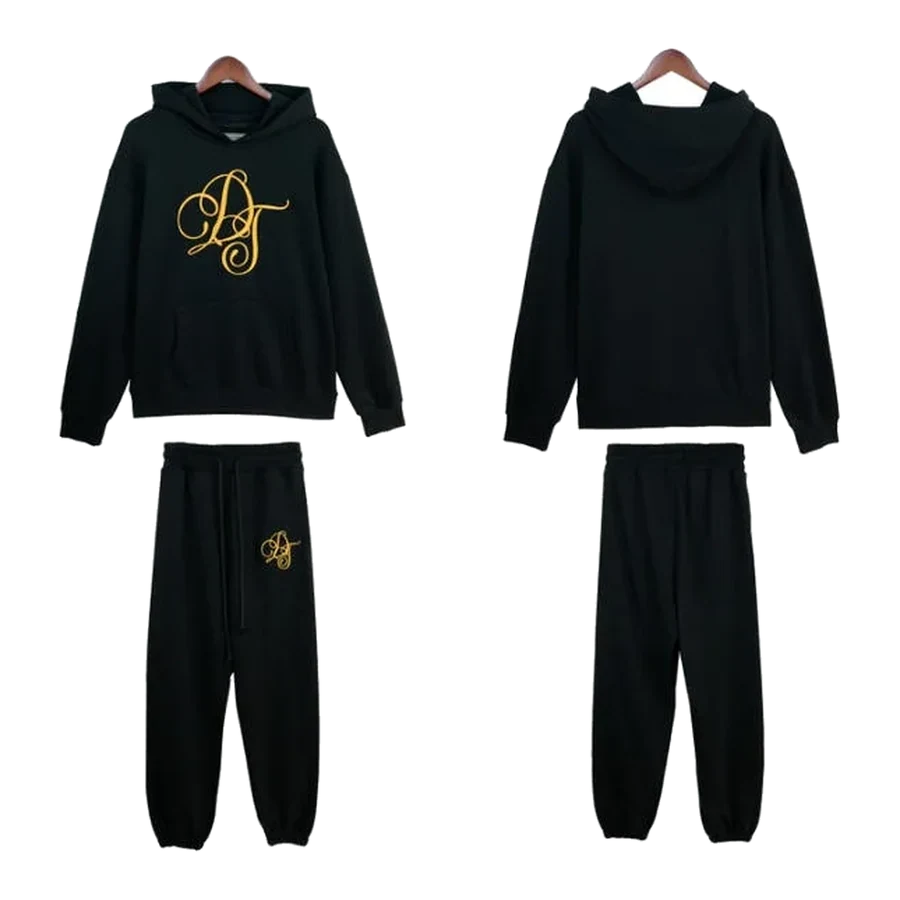Denim Tears Black and Gold Logo Tracksuit Set