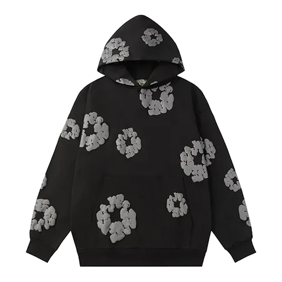 Denim Tears Black Cotton Wreath Hoodie