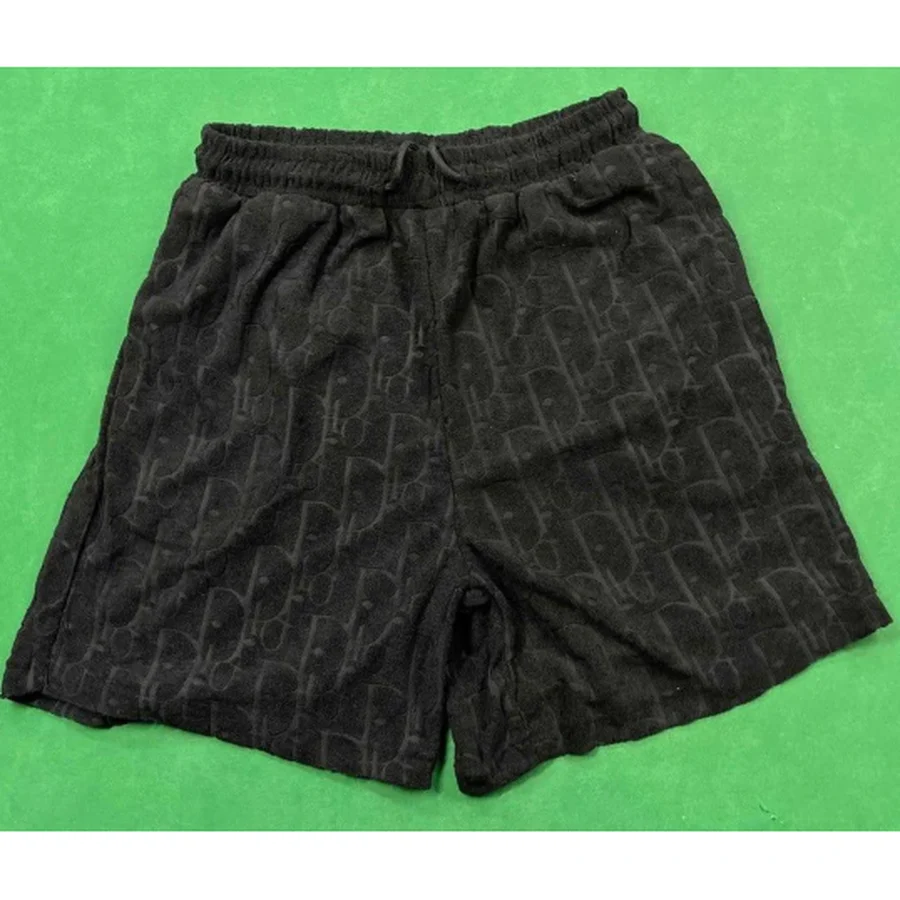 Blue Oblique Monogram Pattern Shorts — Black