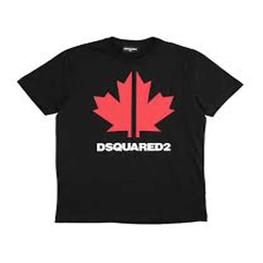 Black Stacked Wavy Colorful Logos T-Shirt — Black