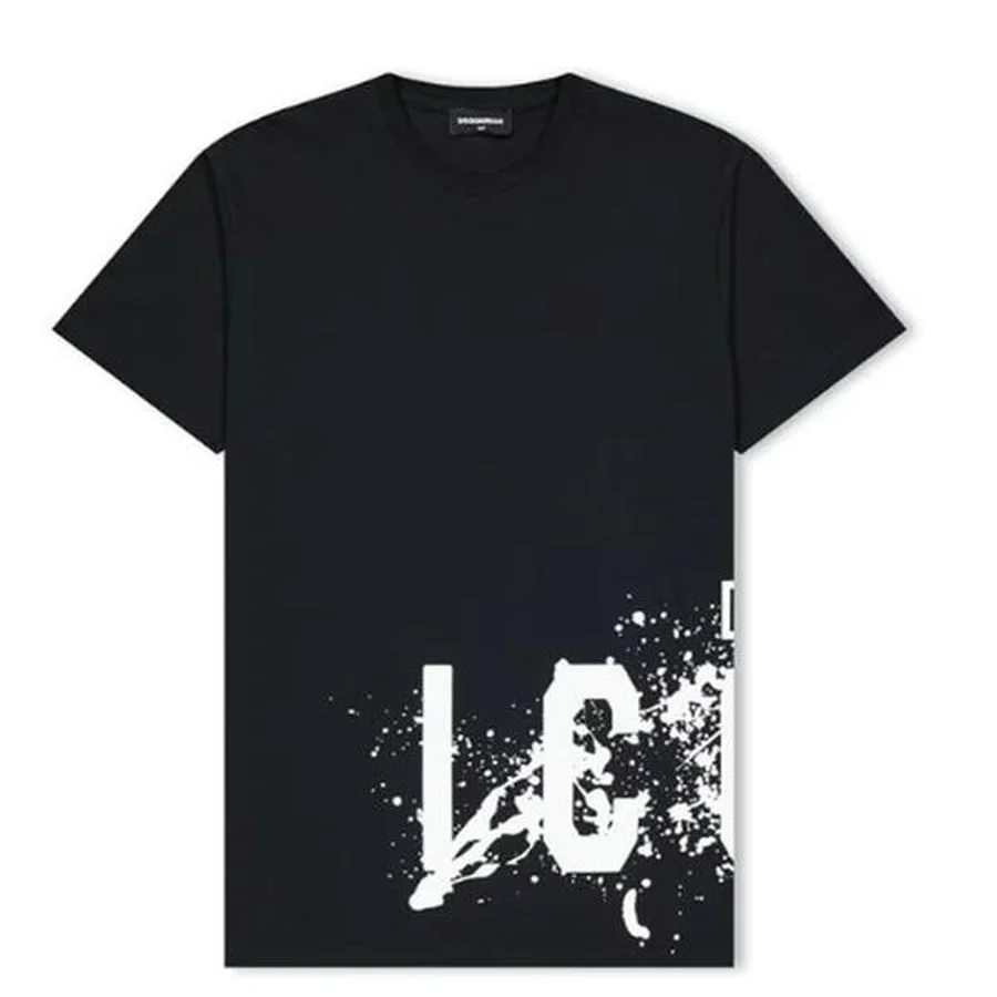 White, Pink Blurred Motion Text Graphic T-Shirt — Black