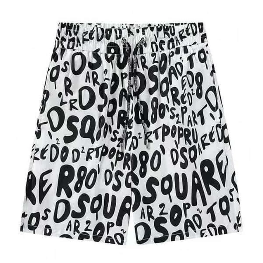 DSQUARED2 White All-Over Graffiti Typography Print Shorts