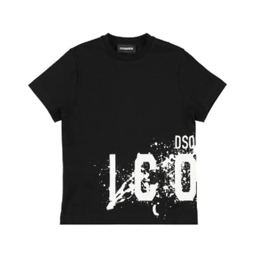White, Pink Blurred Motion Text Graphic T-Shirt — Black