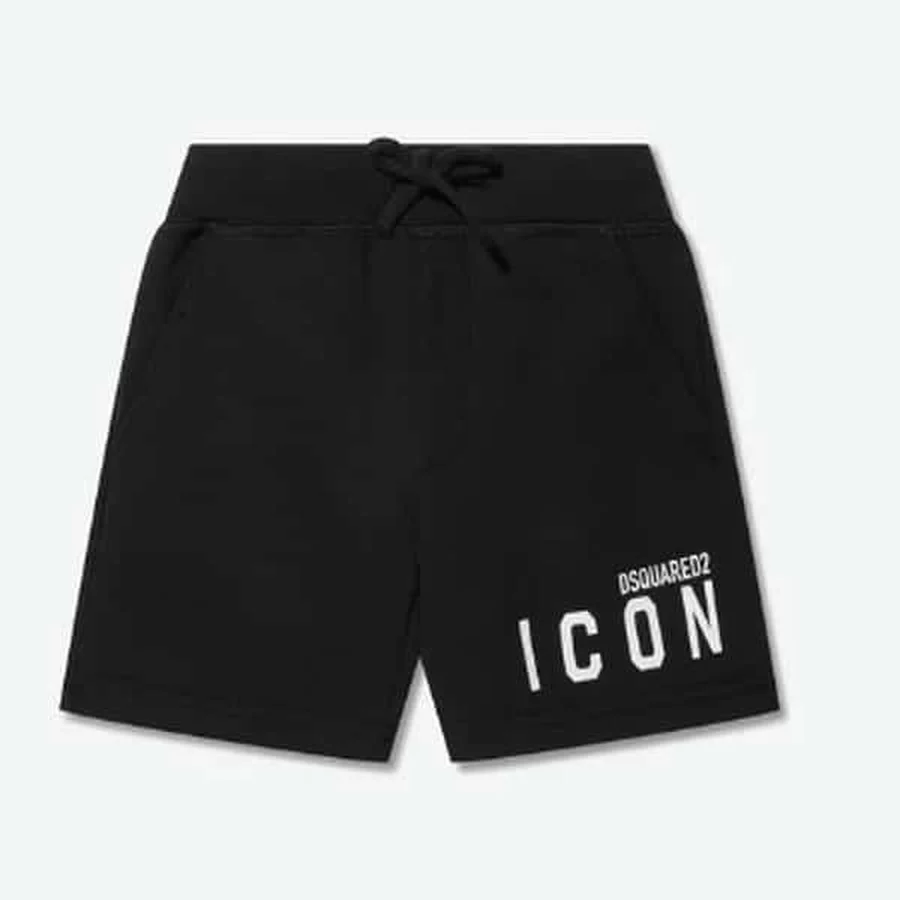 Black Logo Print Sweat Shorts Shorts — Black