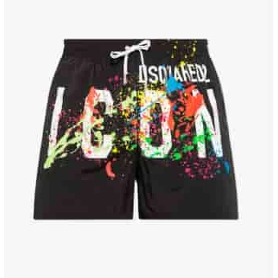 Black Logo Print Sweat Shorts Shorts — Black