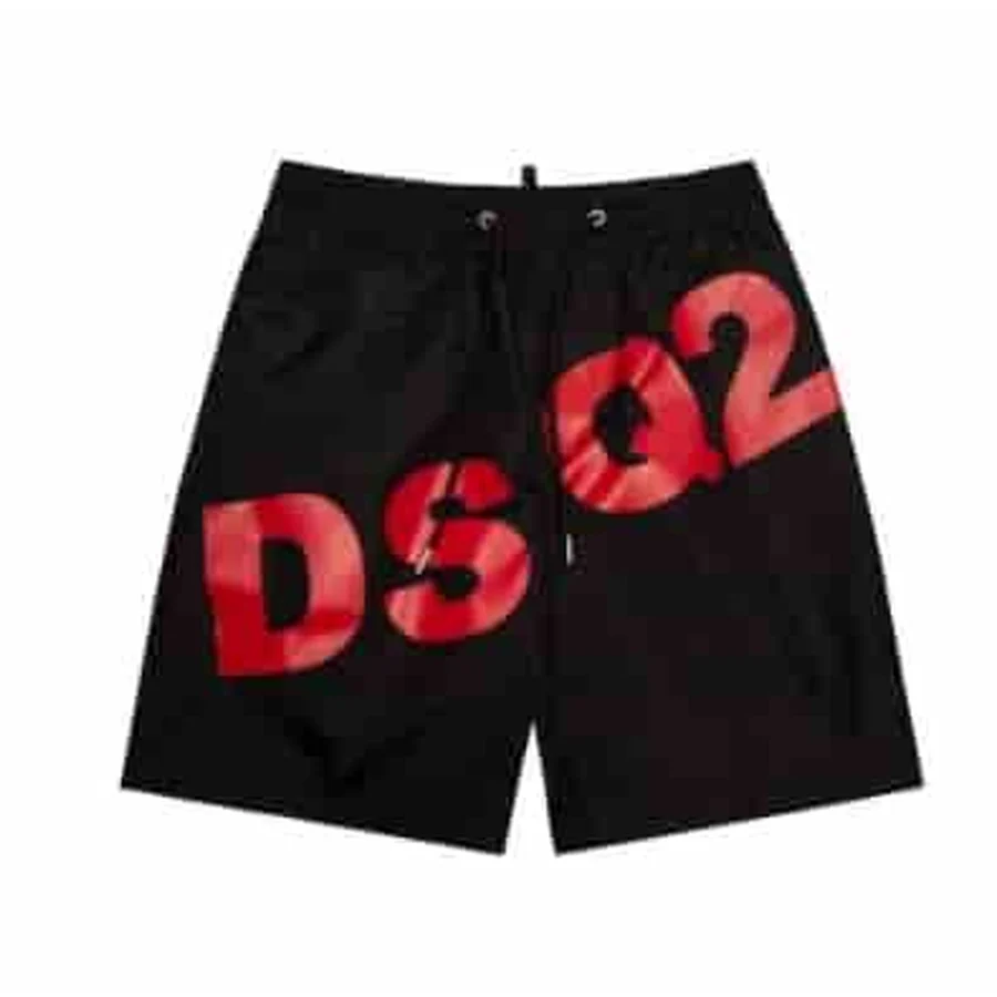 DSQUARED2 Black, Red Large Block Letter Print Shorts