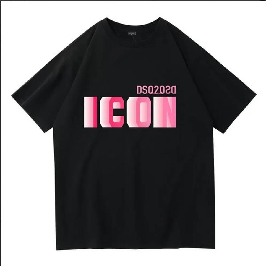 White, Pink Blurred Motion Text Graphic T-Shirt — Black