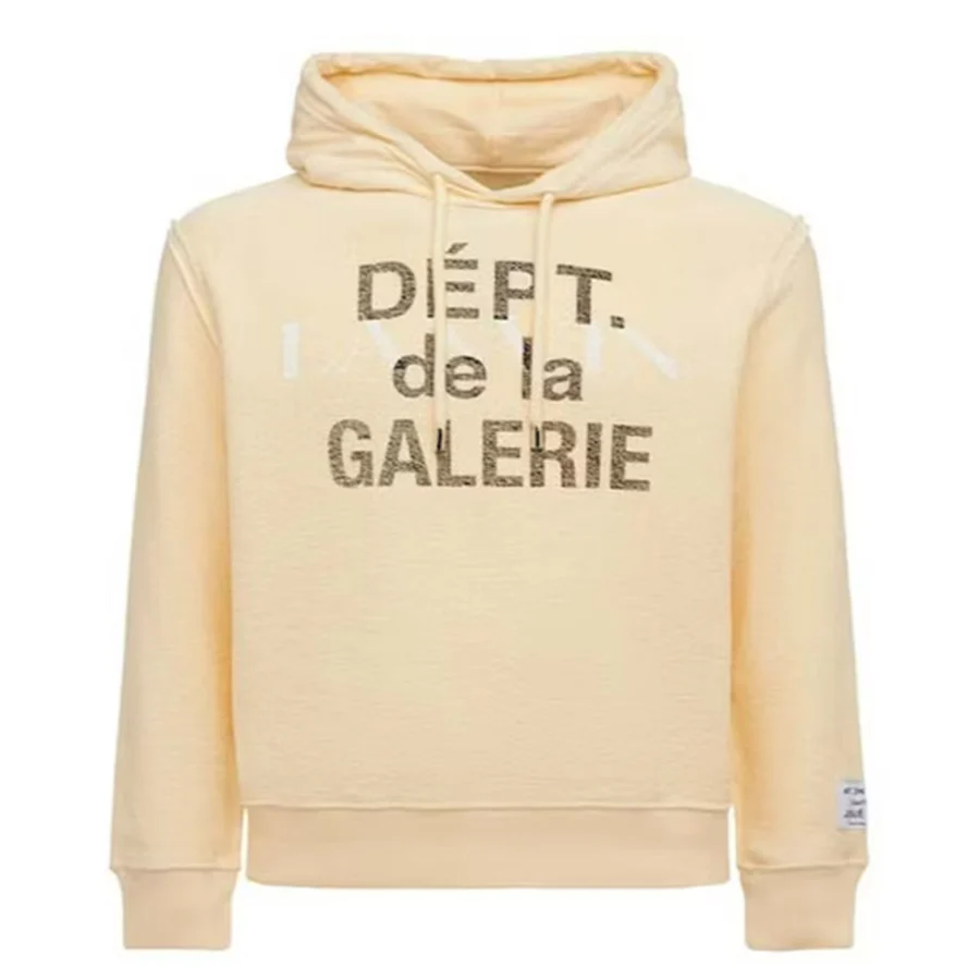 Gallery Dept. Cream Distressed Block Text Hoodie